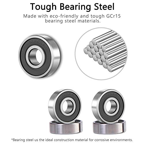 Image of ［4 Pack］6202-2RS Ball Bearings - Bearing Steel and Double Rubber Sealed Miniature Deep Groove Ball Bearings for Home Appliances, Garden Machinery, Outdoor Vehicles, Electric Toy&Tool (3 /5*1-2 /5*2 /5 inch)