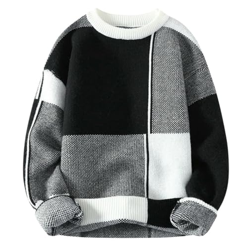 Suéter de punto para hombre con acabados de alta costura y cuello redondo suave para invierno