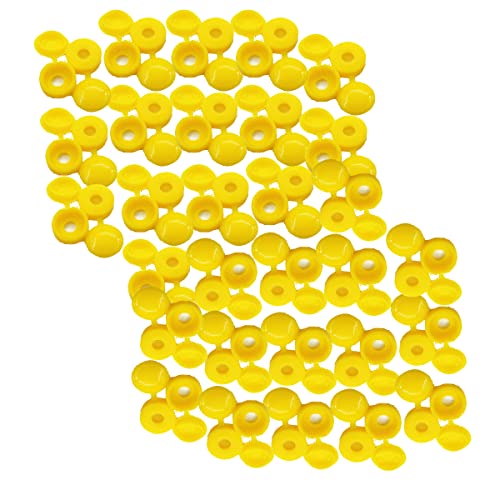50Pcs Hinged Screw Cover Cap Plastic Screw Covers Caps Fold Snap Decorative Washer Flip Tops for Car Cabinet Furniture Yellow