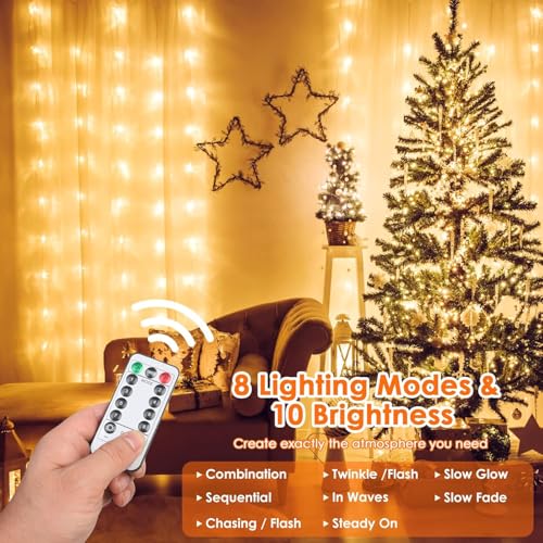 Anpro Fairy Lights,300 LED USB String Lights with 8 Light Models for Party Decoration,Indoor Lighting,Bedroom,Wedding Decor,Christmas Tree Lights - Image 4