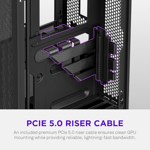 NZXT H2 Flow – Mini-ITX 20.7L High Airflow PC Case – Includes 2 x 120mm Top Fans & PCIe 5.0 Riser Cable – 331mm GPU – 280mm Radiator – Black by NZXT - Image 9