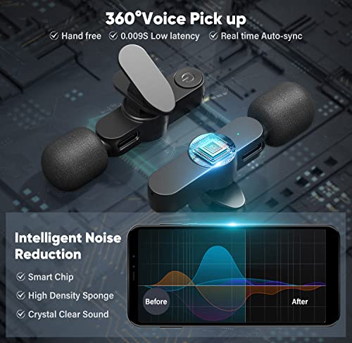 Oleciya Wireless Lavalier Microphone Lapel Mic For Iphone,Ipad Cordless Video Recording 2 Clips On Microphone For Youtube Tiktok Live Stream Interview Vlog Podcast #TOP1