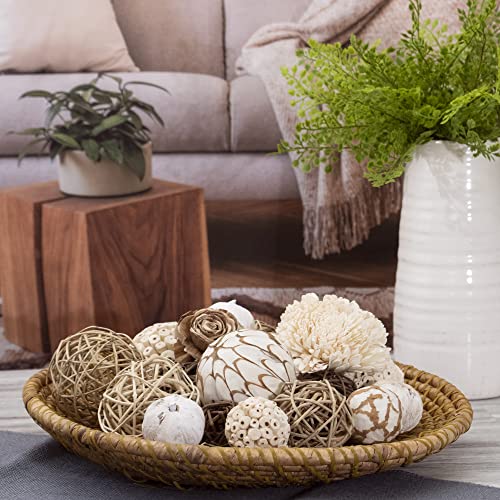 Image of ANDALUCA Large Decorative Balls Bowl Filler Decor Orbs White & Cream (Natural White)