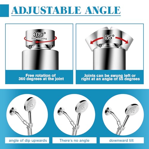 Adjustable Handheld Shower Head Holder Bracket Easy Wall Mount Shower Head Mount for Bathroom Hand Shower All Metal Adjustable Shower Bracket for Connecting Shower Arm and Shower Hose (Chrome) - Thumbnail 6