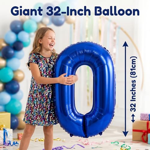 Image of Number 10 Balloon Foil Mylar Balloons for Birthday Party Decoration (Navy Blue, 32 Inch)