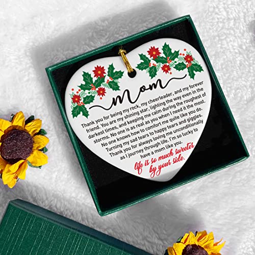 Image of Gifts for Mom, Birthday Christmas Keepsake Ornaments Gifts for Mother from Daughter Son, Holiday Christmas Tree Decorations Ornaments Sign, Life is So Much Sweet by Your Side