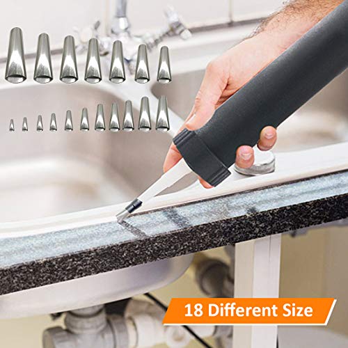 21 Pcs Perfect Caulking Finisher Kit - Caulk Nozzle Applicator - Stainless Steel Sealant Caulking Finishing Tool Kit for Kitchen Bathroom Window, Sink Joint - Thumbnail 6