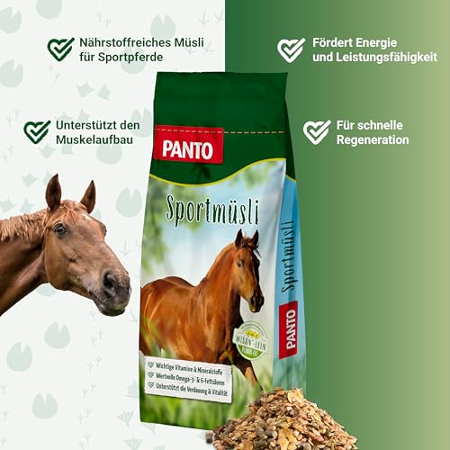 PANTO Sportmüsli mit Wisan-Lein 20 kg – Pferdemüsli Kraftfutter mit Omega-3
