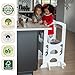 Little Partners Kids Learning Tower, Toddler Tower Adjustable Height Kitchen Step Stool, Encourages Learning, Independence, and Engagement, Safety Climbing Tower for Counter (Soft White)
