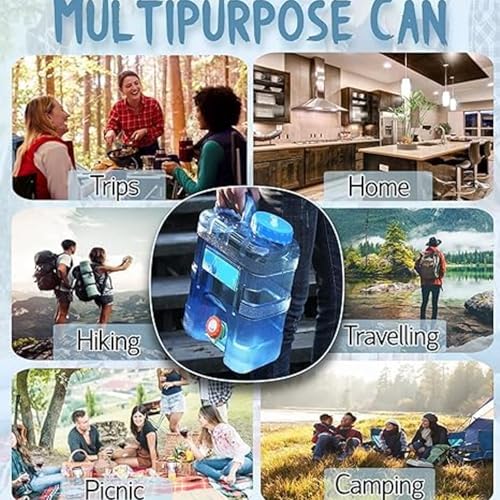 Image of Careopeta15 L Camping Water Container Portable Camping Can Water can for Travelling Travel Hiking Picnic Water Storage Containers Dispenser Barrel with Faucet Water Camper Outdoor (Sky Blue, 15L)