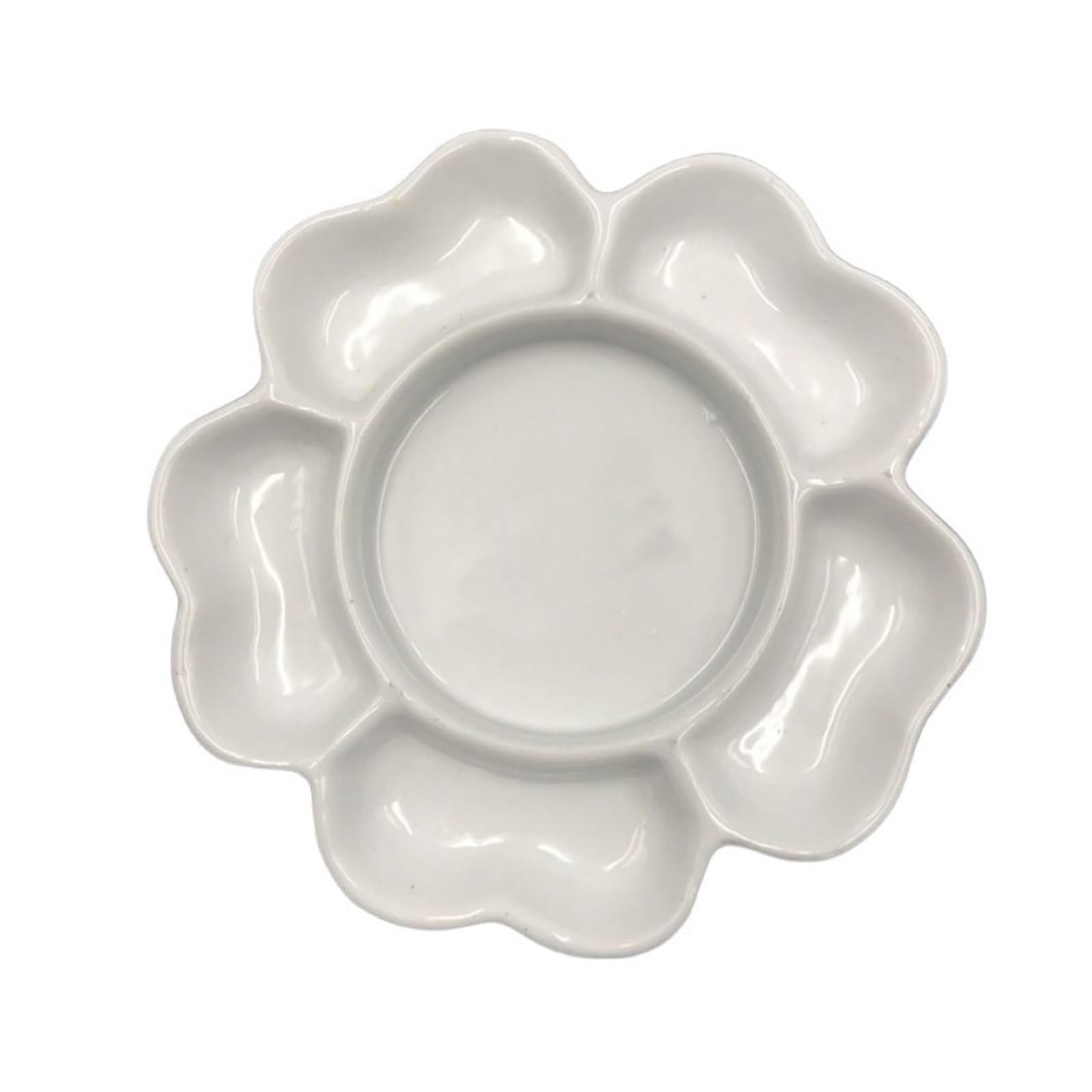 Ceramic Paint Palette Ink Tray Ceramic Paint Palette White Portable Porcelain 3 Size 6/7 Grid Plum Blossom Plate for Artist for Watercolour(6 in)