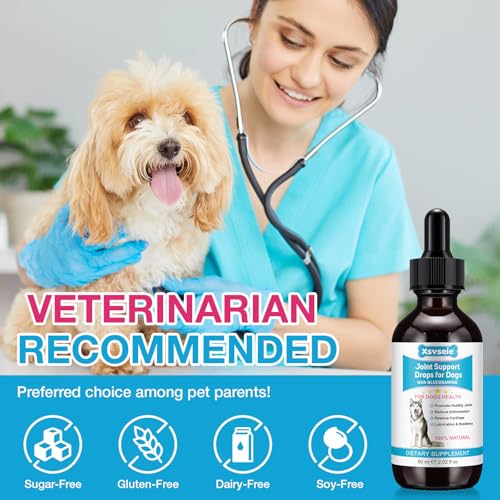 Pain Relief for Dogs, Gelenk Drops für Hunde, Dog Chondroitin Drops, Joint Aid & Relief with Glucosamine, Gelenk- & Knochenschutz für Hunde, 60ML
