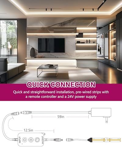 Image of EMITEVER Neutral White COB Strip Light Kit 4000K,16.4ft 2400LEDs Dimmable