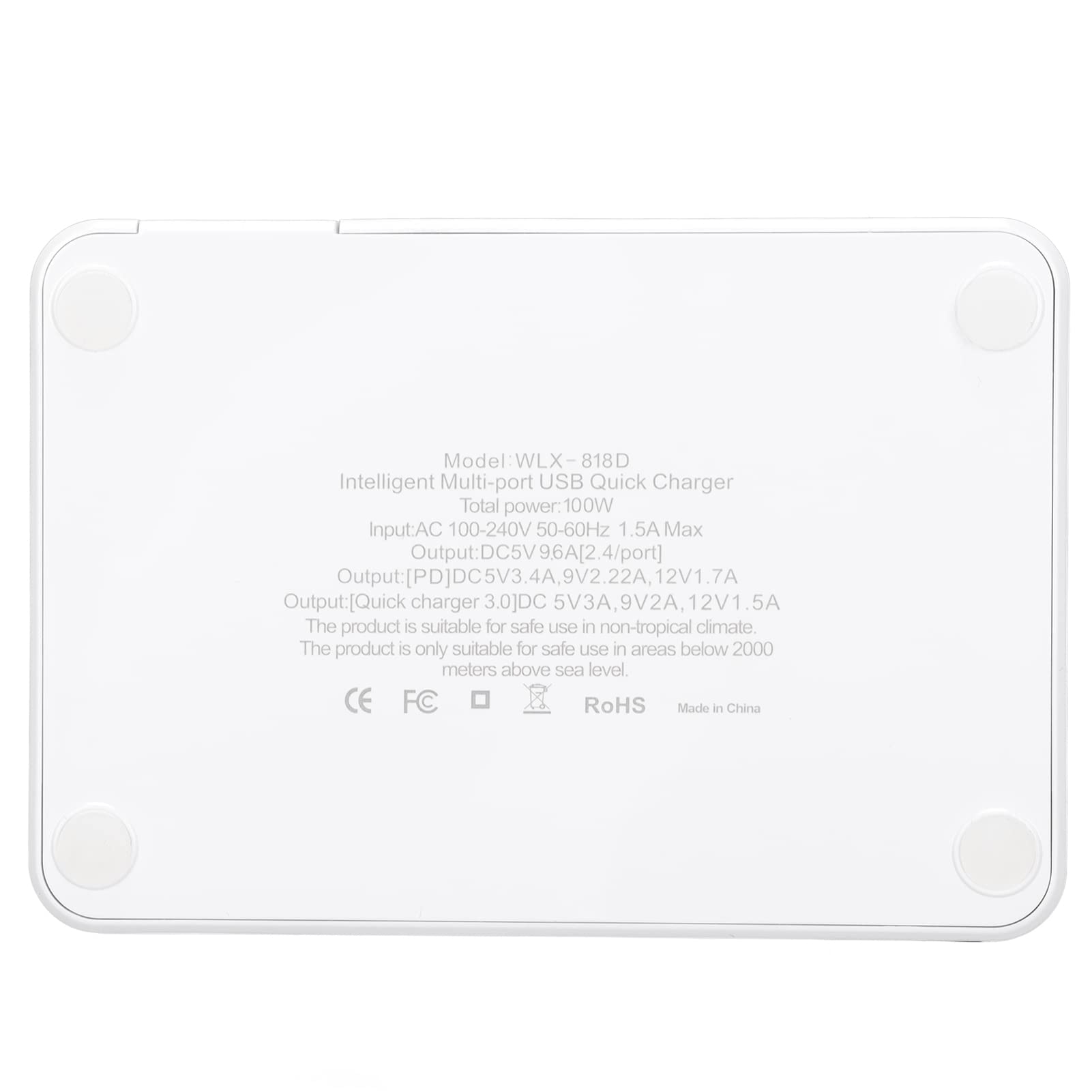 Estación de Carga múltiple Inteligente Cargador de Pantalla LCD de 8 Puertos WLX-818D Estación de Carga USB multipuerto de 100 W para teléfonos Cargador de Pantalla LCD multipuerto(ME)
