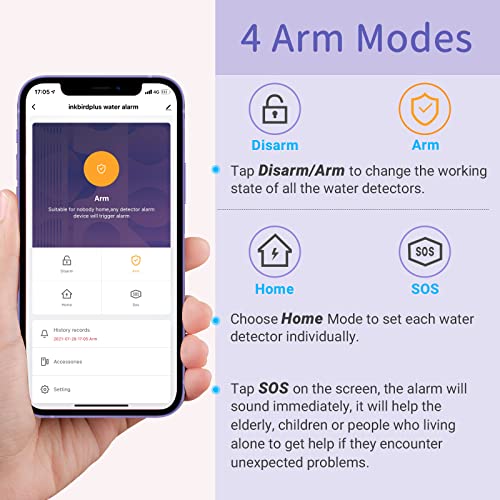 Inkbirdplus Wifi Water Alarm 3 Pack, Smart Home Water Leak Detector With Leak And Drip Sensors,125Db Adjustable Alarm And App Alerts, Compatible With Alexa Google For Kitchen Bathroom Basement #TOP6
