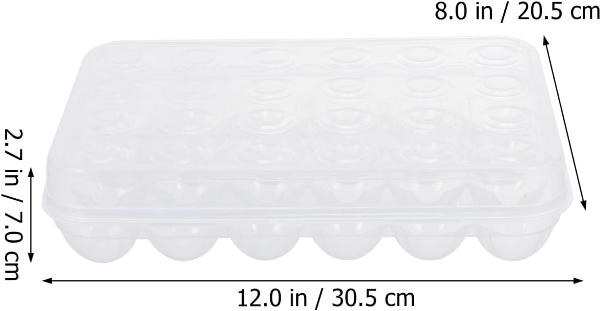 Egg Holder for Fridge, 24 Grid Clear Container, Egg Organizer for Refrigerator Stackable, Fresh Storage for Kitchen or Home