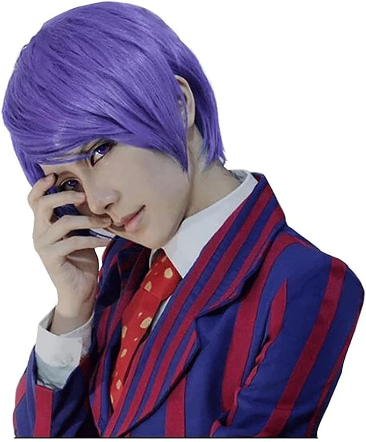 Anime Cosplay Wig for Tokyo Ghoul Shuu Tsukiyama, Halloween Carnival Nightlife Concerts Fancy Dress Party Synthetic Heat Resistant Hair with Free Cap