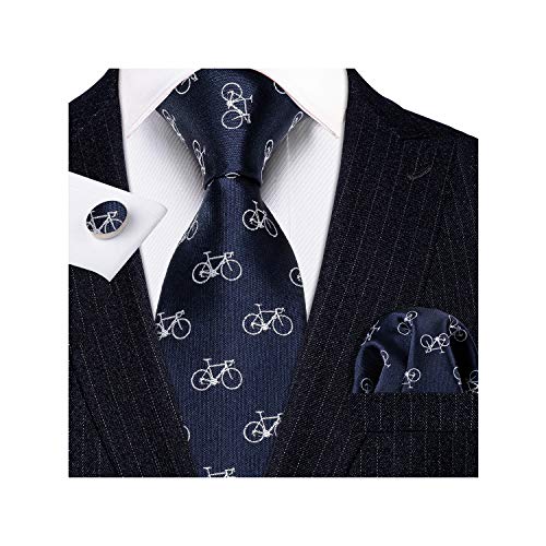 Image of Barry.Wang Fun Animal Ties for Men Designer Handkerchief Cufflink WOVEN Casual Necktie Set Festival
