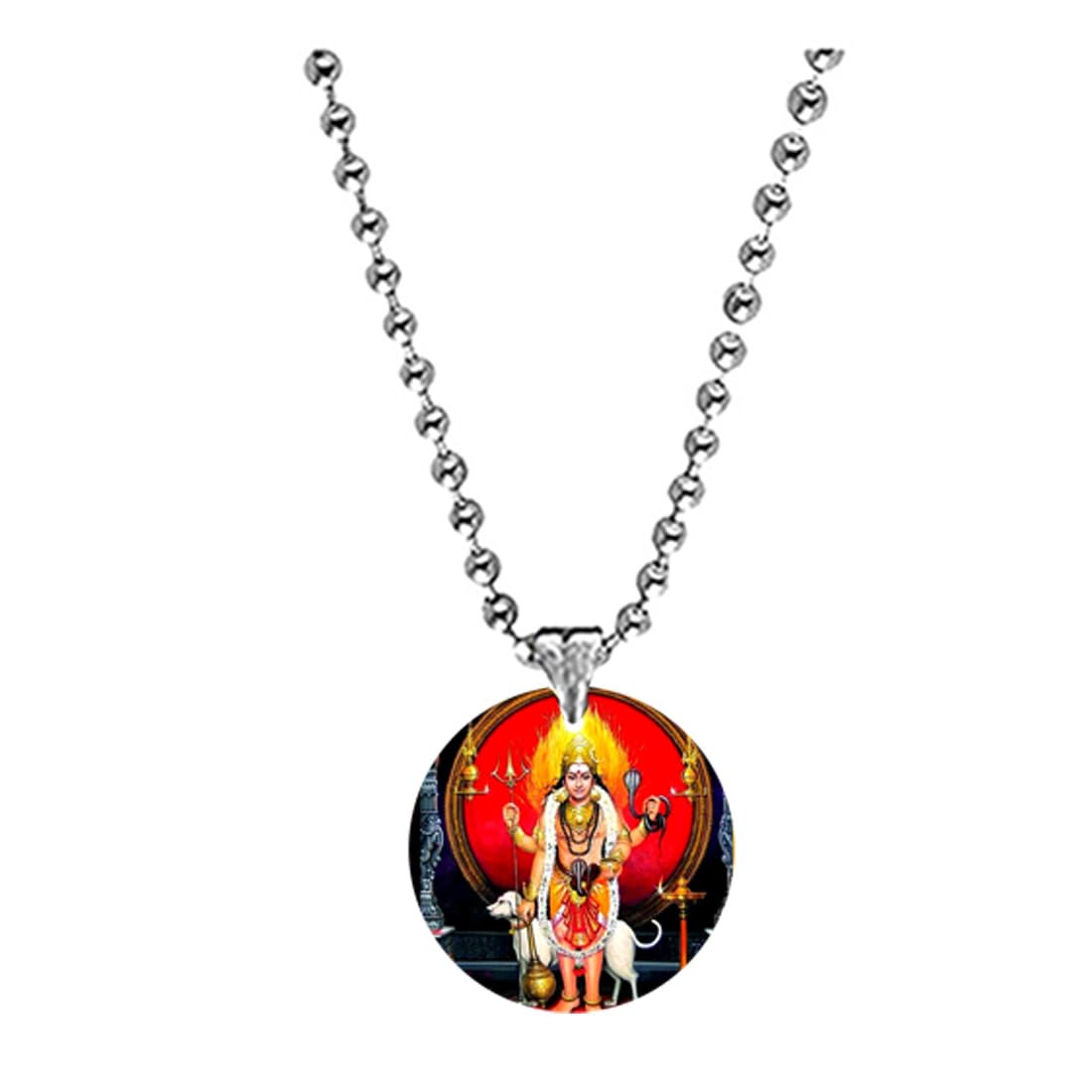 Abhiora FashionLord Kaal Bhairav with Vahan Dog Bead Chain White Red Acrylic Pendant for Men Women | Religious Spiritual Symbolic Charm for Gifting and Personal Styling-image-37
