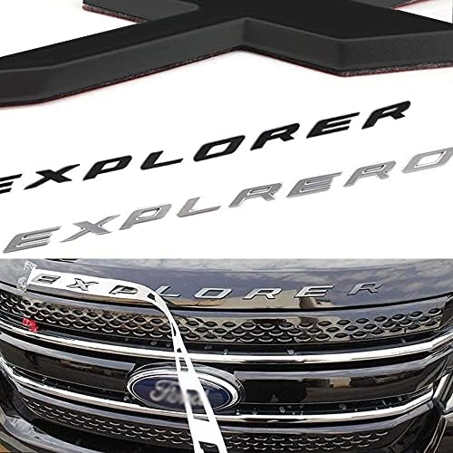 xianhu Matte Metal Hood Letters Emblem for Ford Explorer, Not Plastic,Car Head Cover English Letter Logo Car Decoration for Explorer -Black