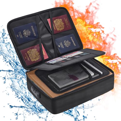 Ruboka Bolsa de Documentos y Almacenamiento Ignífuga y Impermeable, Gran Capacidad para Viajes en Casa y Oficina (14.17 x 10.63 x 3.94 Pulgadas)