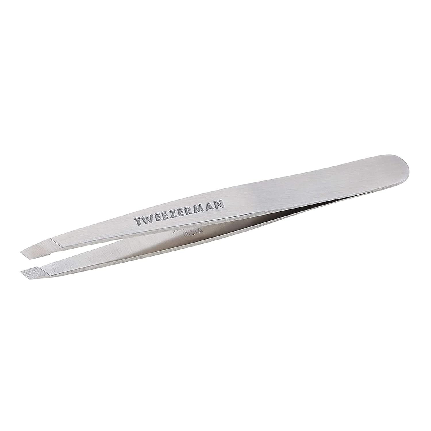 TWEEZERMAN Pinzetta (punte di precisione inclinate affilate a mano, qualità professionale, ergonomica, per sopracciglia, acciaio inox)