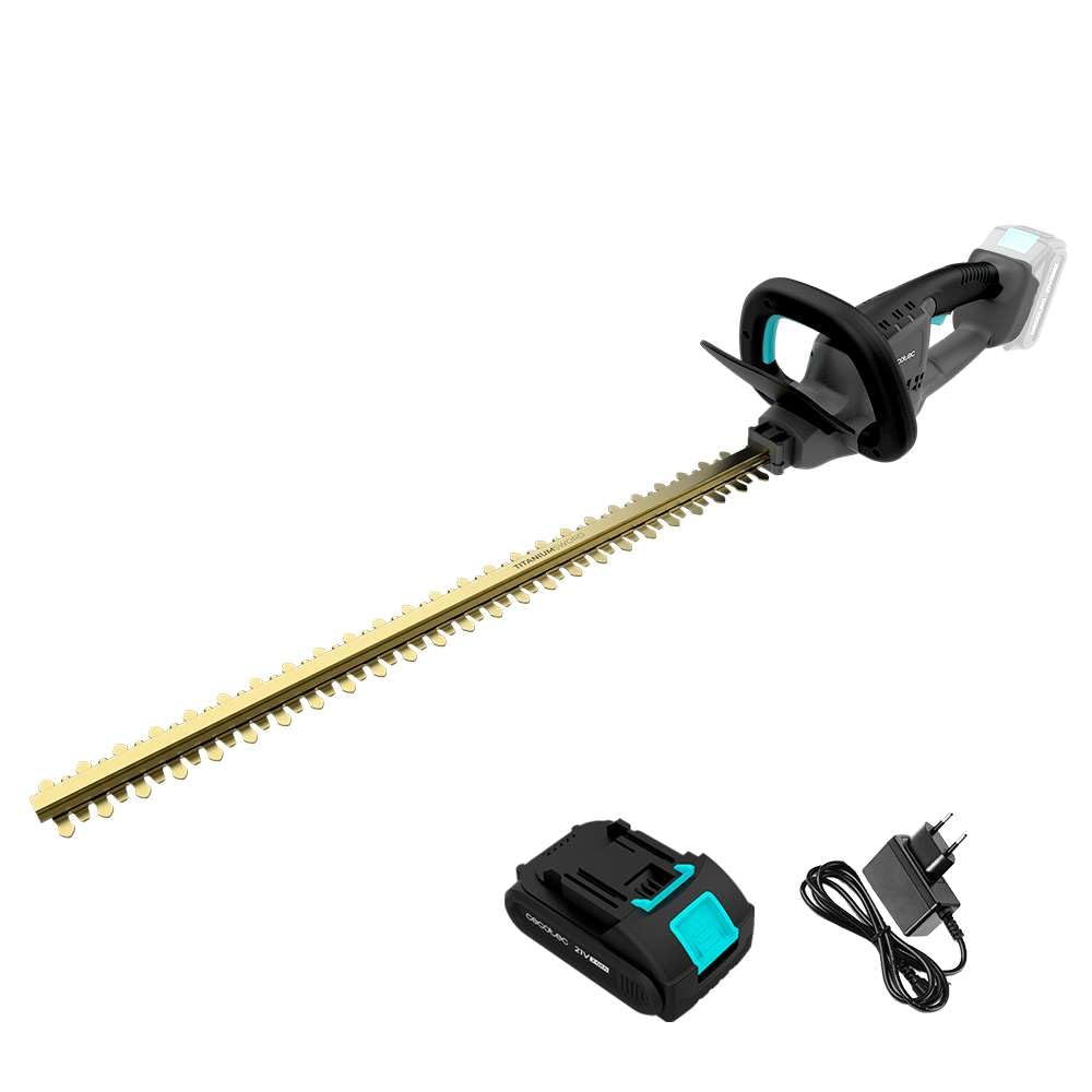 Cecotec Tagliasiepi a Batteria Lame al Titanio TitaniumSword 6100 XL Freemove. Lame al Titanio Laser. 61cm. Batteria 21V. Motore Brushless. Doppia Sicurezza. Taglio Rami