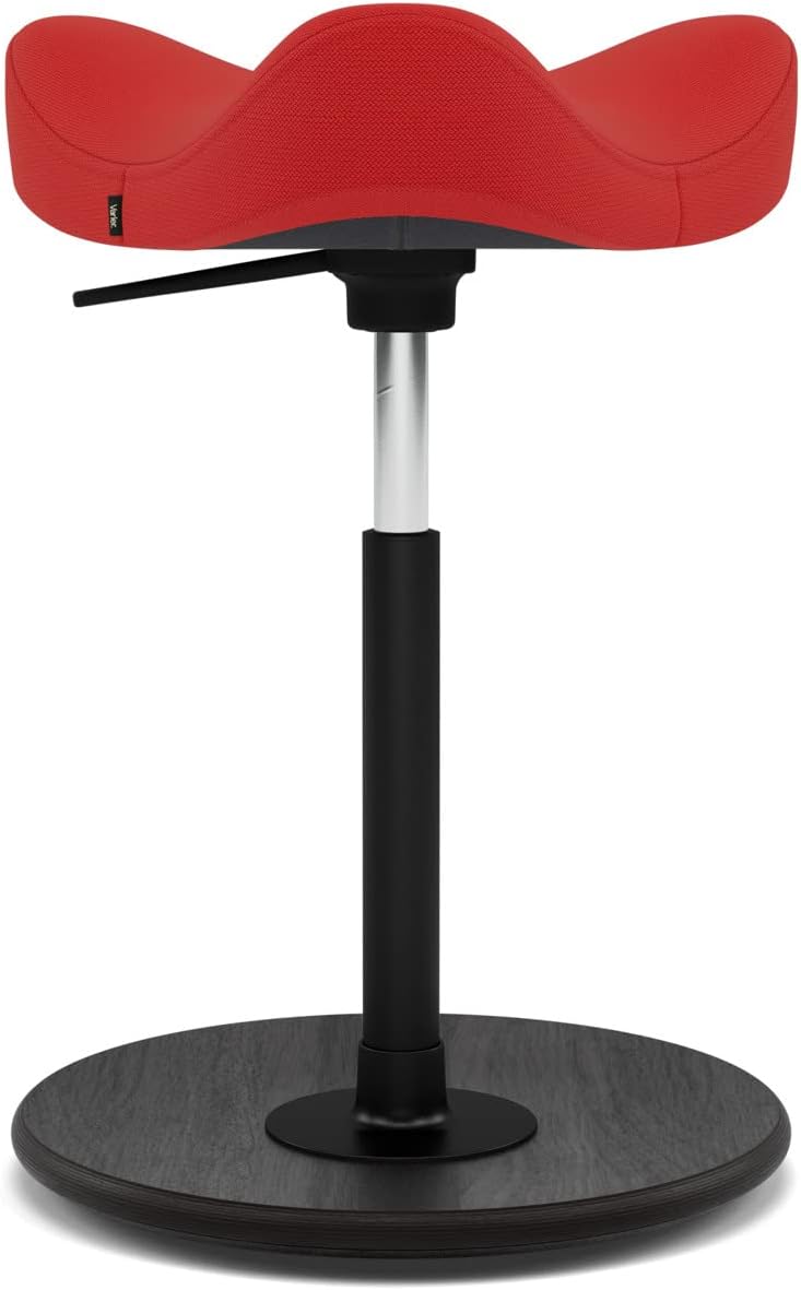 Varier Move Tilting Saddle Stool, Height Adjustable Gaslift, Perfect for Any Height Adjustable Des, 10-Year Limited Warranty, Designed by Per Øye, Red/Black