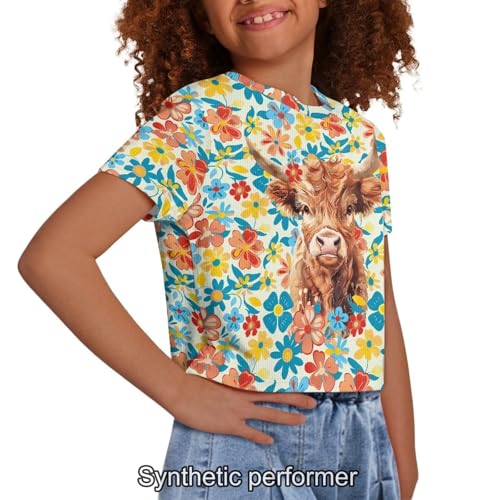 Image of 4th of July Shirt for Girls 7-8 Years US Flag Crop Tops Kids Outfit Independent Day Graphic Tee-