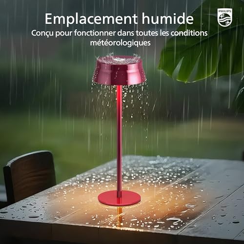 Miniatura 7 de PHILIPS - Lámpara de mesa inalámbrica, escritorio LED portátil para exterior, alimentada por batería recargable, 2 alturas ajustables, control táctil y 3 colores con atenuación continua, impermeable