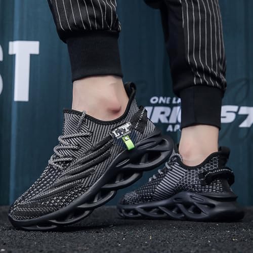 DLWKIPV Men Running Shoes Men\'s Tennis Shoes Lightweight Breathable Fashion Sneakers Non Slip Workout Gym Shoe for Running Black Size US 11 - Thumbnail 2