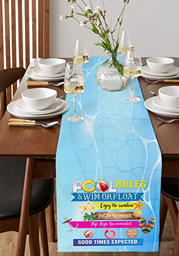 Table Runner Dresser Scarves, The Expected Summer Time Good Pool Life Table Runners 90 Inch,Farmhouse Table Runner For Home Kitchen Dining Coffee Table,Wedding Holiday Party Table Decoration #TOP3