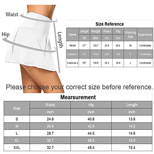 HDLUSIA Women's Active Skort Athletic Stretchy Pleated Tennis Skirt for Running Golf Workout White - Thumbnail 7