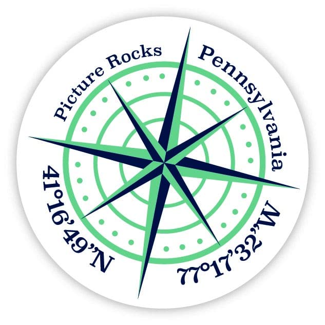 Picture Rocks Pennsylvania 4-Inch Vinyl Decal Sticker Latitude Longitude Compass Design