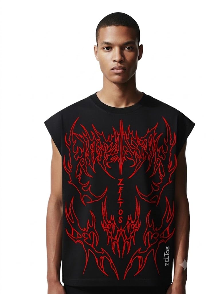 Men's Graphic Sleeveless T-Shirt Vest - BlackMen's Graphic Sleeveless T-Shirt Vest - Black-picture-42