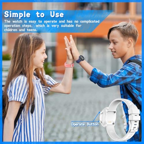 Kids Digital Fitness Tracker Watch, Outdoor Sports Boys Girls Children Wristwatch, Waterproof, with Alarm Clock, Stopwatch, Pedometer Watch (White)4