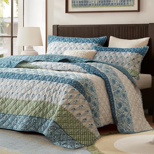 Comfort Spaces King Quilt Set 3 Piece, Lightweight Summer Bedding,