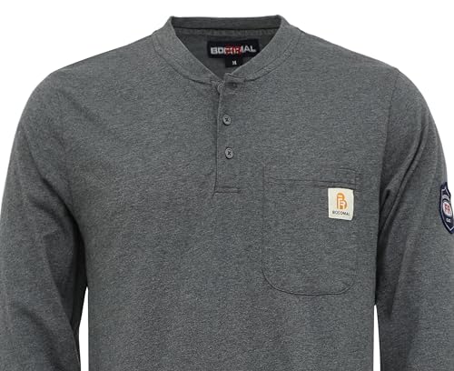 Image of BOCOMAL FR Shirts Flame Resistant Shirt 5.5oz 100% Cotton Light Weight CAT2 Fire Retardant Henley Shirts