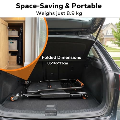 MediHoist 2-in-1 Sackkarre Klappbar 200 kg Tragkraft, Ohne Montage, Kombiniert Plattformwagen und Sackkarre – Ideal für Umzug & Garten, Orange