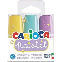 Carioca Pastel Markers 3-Pack Mini Super Washable Felt Tip Pens, Soft Pastel Colors, Conical Blocked Tip for Double Stroke, Art & School Supplies, Made in Italy
