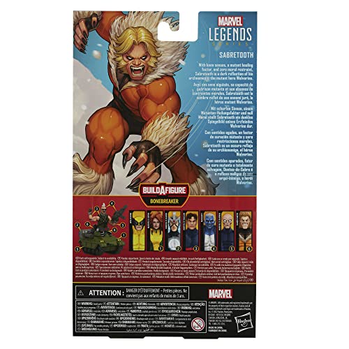Boneco Marvel Legends Series X-Men Build-a-Figure, Figura 15 cm Dentes-de-Sabre - F3693 - Hasbro, Am