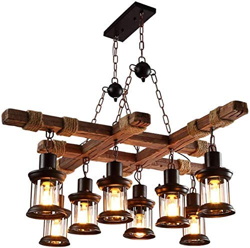 Suspension luminaire rétro en bois pour sublimer votre salle à manger 8 lampes