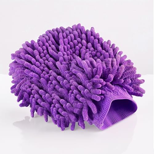 Image of Kuber Industries 100 GSM Microfiber Double Sided Cleaning Gloves | Car Washing Gloves | Super Absorbent Wash Mitt for Bike, Auto, Cars Interior and Exterior | Purple