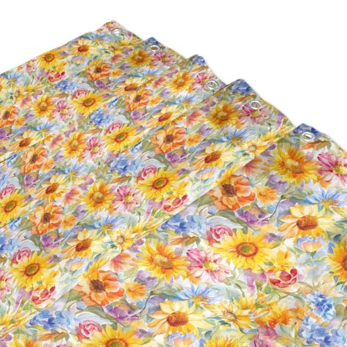 Rideau de douche imperméable tournesol en polyester lavable 168x183 cm - 4