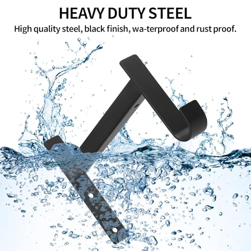 2 Pcs Soporte Estanteria Pared, Soportes para Estantes de Pared, Escuadras para Estanterias, Escuadras Metalicas Negros, Soportes Estantes de 90 Grados con Ganchos para Oficina Casa Estante(255mm) - imagen 3