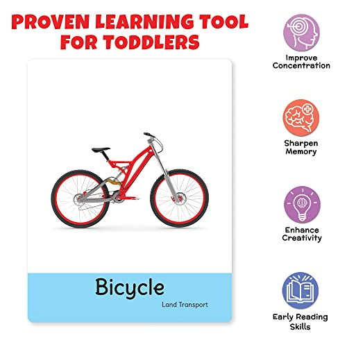 Image of Big Flash Cards for Kids: Transport | 32 Double-sided Picture Cards, Durable & Water Resistant | Early Learning & Development Toy for Preschooler & Toddlers 2-6 Years | Can Be Wiped Clean
