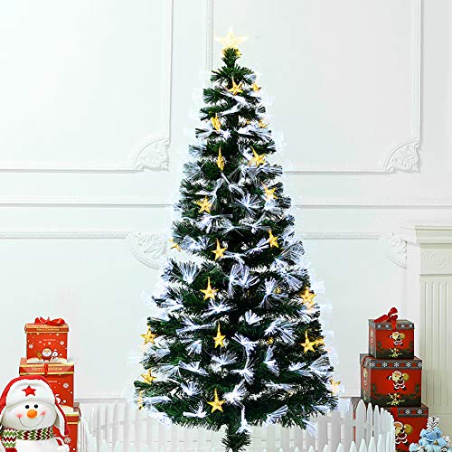Dulplay Pre-Lit Artificial Christmas Tree,Hinged Optical Fiber 8 Flash Modes With Multicolored Led Lights & Metal Stand Holiday Decoration-A 4Ft(120Cm) #TOP1