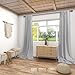 KOUFALL Light Grey Curtains 84 Inch Length for Living Room 2 Panels Set,Sheer Linen Farmhouse Privacy Curtains That Let Light in,52x84 Inches Long,Dove Gray