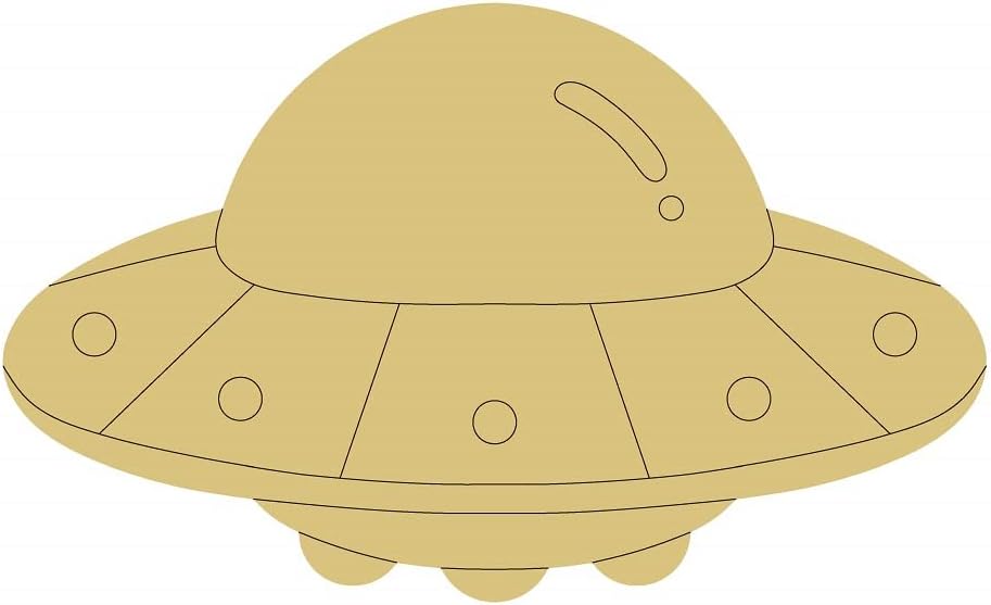 Spaceship Design by Lines Cutout Unfinished Wood Space Science Alien Décor Door Hanger MDF Shape Canvas Style 2 Art 1 (12")
