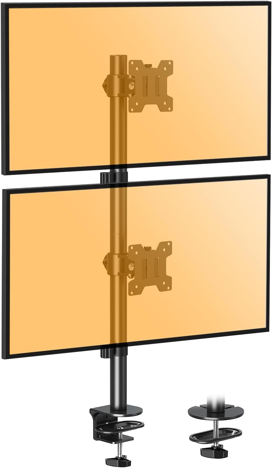 ELIVED Supporto verticale per 2 monitor, asta da 80 cm per monitor da 13-32 pollici fino a 8 kg Supporto doppio per monitor EV4012